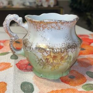 Vintage Harvard Limoges Porcelain Floral Gold Trim Creamer Pitcher